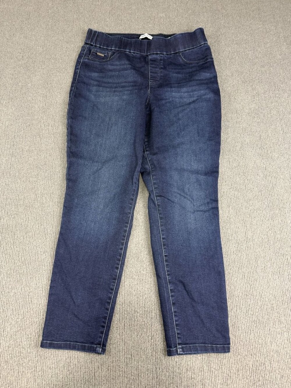 Nine West Womens Heidi Pull-On Dark Wash Jeans Sz 12